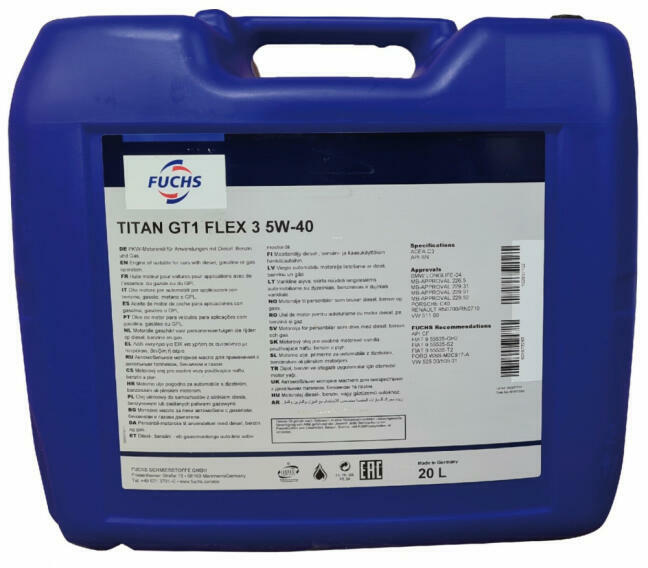 FUCHS TITAN GT1 FLEX 3 5W-40 Can 20L