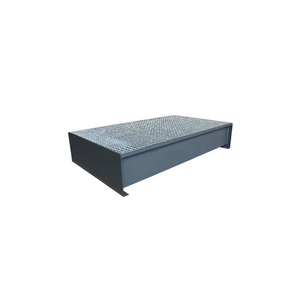 Stalen Lekbak voor 2x 200L 1410x825x280mm (RAL 7016)