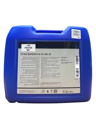 [600968205] FUCHS TITAN SUPERSYN FE 0W-30 Can 20L